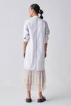 Shop_Three_White Poplin, Net Bandeau Neck Gathered Hem Shirt Dress _at_Aza_Fashions