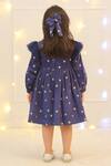 Shop_Bagichi_Blue Cotton, Corduroy Embroidery Celestine Star Dress_at_Aza_Fashions
