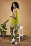 Shop_Soup By Sougat Paul_Green Crepe Embroidery Square Neck Orchid Bloom Embellished Top With Pant _at_Aza_Fashions