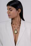 Shop_Osvag India_Gold Plated Semi Precious Polki Pendant Necklace _at_Aza_Fashions
