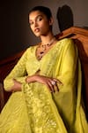 Shop_Mishru_Green Dupatta And Lehenga Organza Embroidery Stella Bridal Set  _at_Aza_Fashions