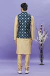 Shop_Arihant Rai Sinha_Blue Silk, Brocade Floral Printed Nehru Bundi _at_Aza_Fashions