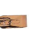 Shop_Trov_Brown Metallic Buckle Belt _at_Aza_Fashions