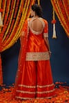 Shop_Preeti S Kapoor_Orange Silk, Net Gota Patti Round Neck Embroidered Kurta Sharara Set _at_Aza_Fashions