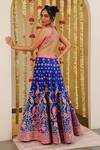 Shop_Rajbinder Chahal_Blue Dupion Silk Embroidery Mirror Cut-out Embellished Jumpsuit _at_Aza_Fashions