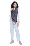 Shop Shingora Blue Printed Floral And Paisley Stole at Aza Fashions Shop_Shingora_Blue Printed Floral And Paisley Stole _at_Aza_Fashions