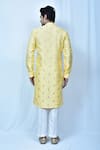 Shop_Samyukta Singhania_Yellow Art Silk Embroidered Thread Work Kurta Set _at_Aza_Fashions