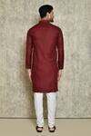 Shop_Naintara Bajaj_Maroon Kurta Cotton Blend Solid Set _at_Aza_Fashions