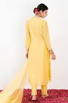 Shop_Label Flamingo By Vrinda_Yellow Cotton, Silk, Organza, Lycra Pearls, Sequins, Straight Kurta Pant Set _at_Aza_Fashions