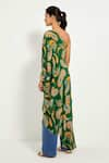 Shop_Style Junkiie_Green Crepe Printed Paisley Asymmetric One Shoulder Tunic  _at_Aza_Fashions