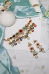 Ishhaara_Multi Color Stones Gold Navratna Choker Set _at_Aza_Fashions