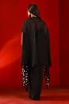 Shop_Isha Gupta Tayal_Black Crepe Embroidery Floral Scoop Neck Cape Jacket And Drape Gown _at_Aza_Fashions