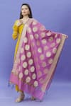 Shop_Samyukta Singhania_Pink Cotton Silk Woven Floral Dupatta _at_Aza_Fashions