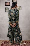Shop_Soup By Sougat Paul_Green Crepe Embroidery Round Neck Mehr Garden Print Kurta And Flared Pant Set _at_Aza_Fashions