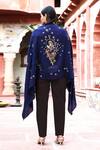 Shop_Dusala_Blue Virgo Sequin Pipe And Thread Work Shawl _at_Aza_Fashions