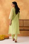 Shop_Shipraa Grover_Green Chanderi, Cotton Embroidery Round Neck Shiza Kurta And Pant Set _at_Aza_Fashions