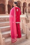 Shop_Ajiesh Oberoi_Pink Cotton Silk Embroidered Dori Notched Kurta Gharara Set _at_Aza_Fashions