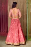 Shop_Shyam Narayan Prasad_Coral Brocade Embroidered Zardozi Sweetheart Neck Pattern Bridal Lehenga Set _at_Aza_Fashions