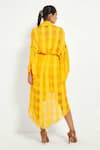 Shop_Style Junkiie_Yellow Checkered Shirt Collar Asymmetric Wrap Dress  _at_Aza_Fashions