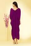 Shop Megha Garg Purple Pure Crepe V Neck Cowl Draped Jumpsuit at Aza Fashions Shop_Megha Garg_Purple Pure Crepe V Neck Cowl Draped Jumpsuit _at_Aza_Fashions