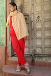 Shop_Dusala_Yellow Diagonal Stone Work Stole _at_Aza_Fashions