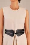 Shop_Ampm_Black Embellished Laser Cut Corset Belt _at_Aza_Fashions