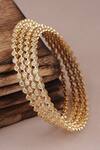 Buy_SMARS JEWELRY_Gold Plated Carved Geometric Stone Embellished Bangles - Set Of 4_at_Aza_Fashions