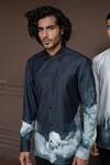 Shop_Varun Chakkilam_Black Cotton Cloud Pattern Afterhours Smog Shirt _at_Aza_Fashions