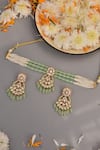 Shop_Swabhimann_Green Beads, Diamonds Multi-layered Choker Set _at_Aza_Fashions