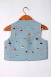 Shop_LITTLE BRATS_Blue Soft Cotton Printed Yacht Waistcoat _at_Aza_Fashions