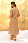 Shop_Label Niti Bothra_Ivory Pure And Handwoven Banarasi Silk With Polka Dot Pattern Kurta & Pant Set_at_Aza_Fashions