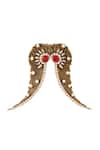 Shop_Cosa Nostraa_Gold Stones Abstract Owl Brooch _at_Aza_Fashions