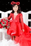 Shop_The Little Celebs_Red Net, Satin Crystals Swarovski Embroidered Dress _at_Aza_Fashions