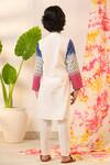 Shop_Cute Couture_Pink Poplin, Cotton Embroidery Leaf Print Layered Kurta And Pant Set _at_Aza_Fashions