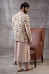 Shop_Soup by Sougat Paul_Beige Brocade Printed Floral Mehr Jacket With Kurta Set  _at_Aza_Fashions