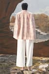 Shop_Neiza by Neeti Seth_Pink Cashmere Wool Printed And Hand Embroidered Floral & Cape  _at_Aza_Fashions