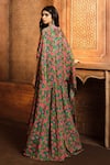 Shop Aneesh Agarwaal Green Chiffon, Organza Embroidery Scoop Neck Floral Print Cape Skirt Set at Aza Fashions Shop_Aneesh Agarwaal_Green Chiffon, Organza Embroidery Scoop Neck Floral Print Cape Skirt Set _at_Aza_Fashions