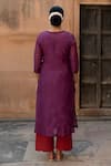 Shop_Yati_Purple Kurta  Silk Chanderi Hand Embroidered Zardosi V A-line Set _at_Aza_Fashions