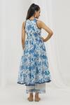 Shop_Yuvraani Jaipur_Blue Chanderi, Cotton, Organza Embroidery, Tassels Floral Pattern Anarkali Set _at_Aza_Fashions
