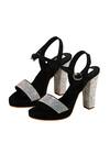 Shop_Fuchsia by aashaka mehta_Black Crystals Embellished Block Heels_at_Aza_Fashions