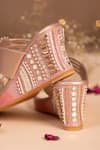 House Of Vian_Pink Beads, Mirrors Jharokha Embroidered Kolhapuri Wedges _Online_at_Aza_Fashions