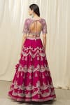 Shop_JAYANTI REDDY_Pink And Raw Embroidery Aari V Neck Bridal Lehenga Set  _at_Aza_Fashions