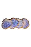 Shop_Cotton Indya_Blue Semi Precious Agate Stone Abstract Shaped Coasters - Set Of 4_at_Aza_Fashions