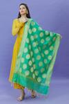 Shop_Samyukta Singhania_Green Cotton, Silk Fringe Mandala Pattern Dupatta _at_Aza_Fashions
