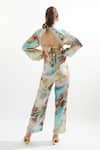 Shop_Cin Cin_Multi Color Silk Printed Abstract Botanical V Neck Lavina Jumpsuit _at_Aza_Fashions