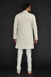 Shop_SAMMOHAN CEREMONIAL_Beige Vis Silk And Spun  Lining 100% Front Flap Kurta Set_at_Aza_Fashions