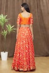 Shop_Samyukta Singhania_Orange Lehenga And Blouse Silk Self-design Floral U Neck Set _at_Aza_Fashions