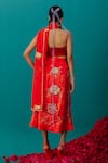 Shop_Latha Puttanna_Orange Mashru Silk Embroidered Floral Rose Skirt _at_Aza_Fashions
