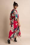 Shop_Nupur Kanoi_Magenta Crepe Digital Print Floral Pattern V Neck Floret Wrap Dress  _at_Aza_Fashions