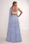 Shop_Merge Design_Blue Georgette, Chiffon Sequins Embroidered Blouse And Tiered Lehenga Set _at_Aza_Fashions